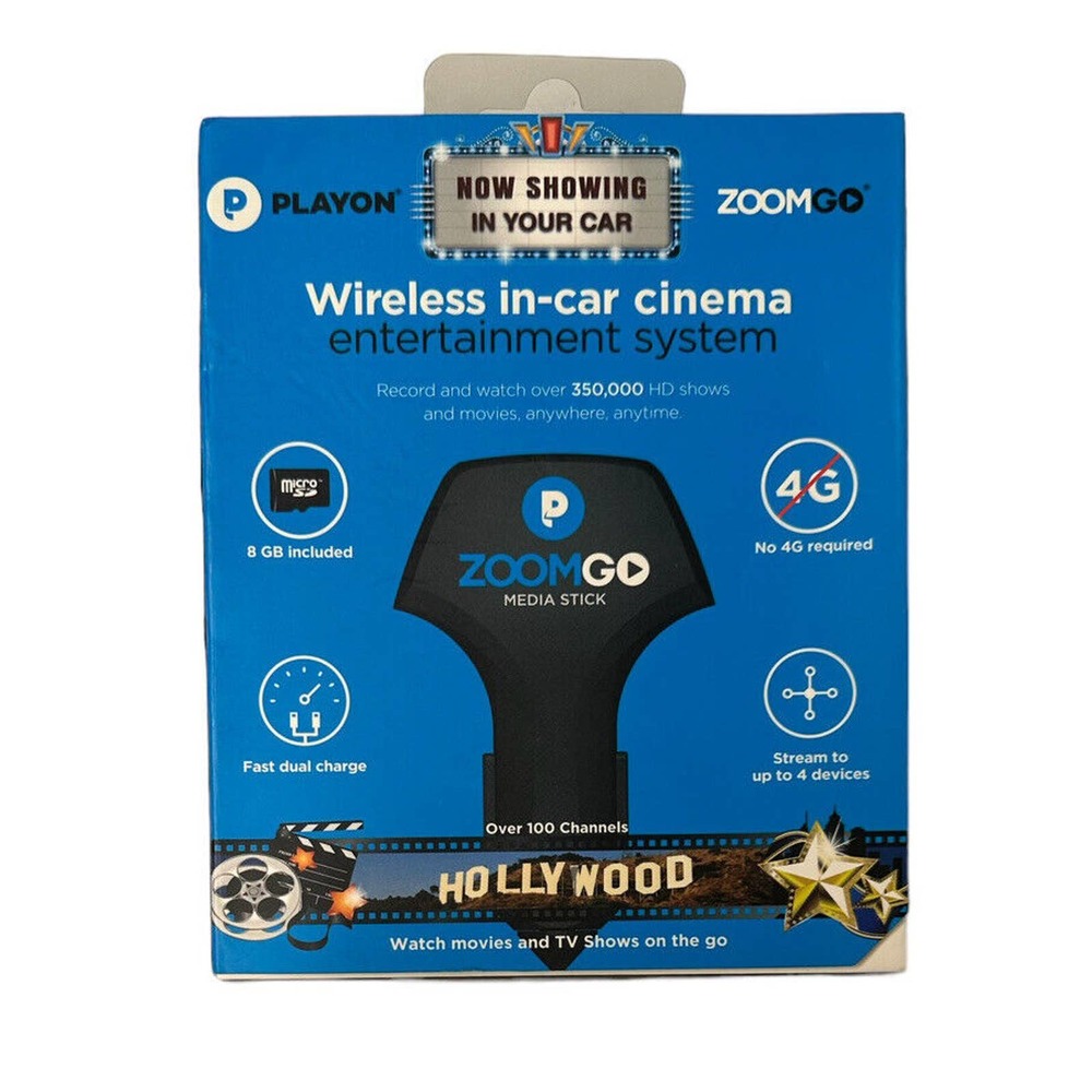 NEW ZoomGo WiFi Media Stick & Car Charger Wireless In-Car Cinema Entertainment